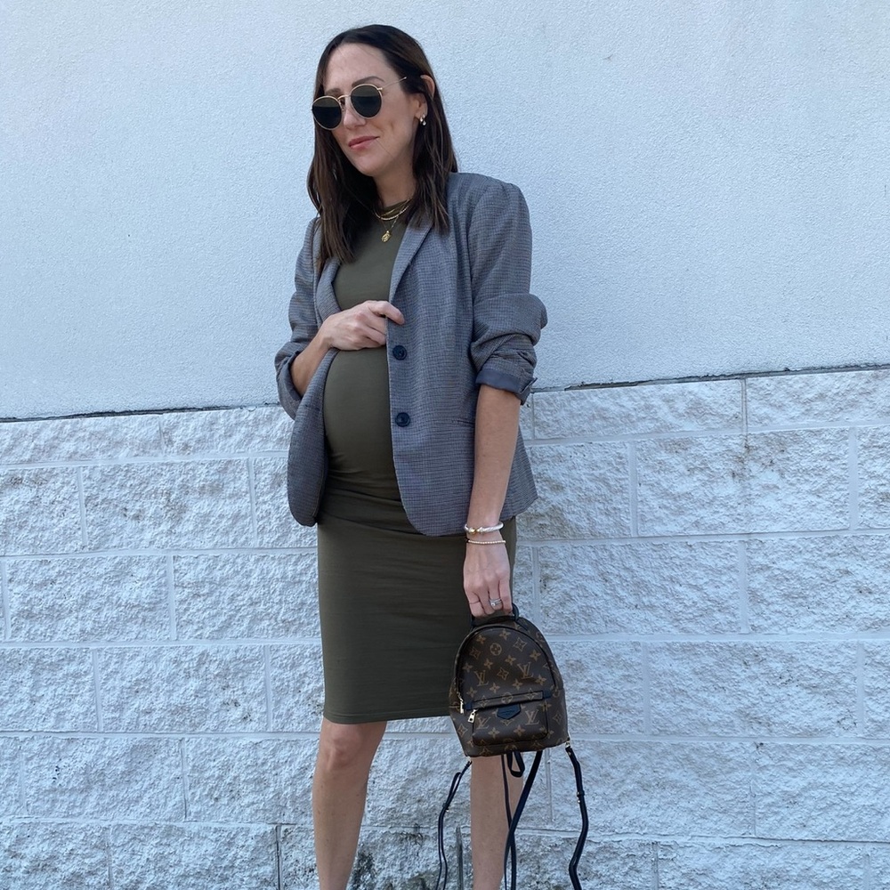 Army Green Stretchy Maternity Dress
